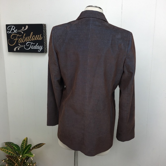 Harve Benard Brown Blue Corduroy Blazer Jacket - Picture 4 of 8